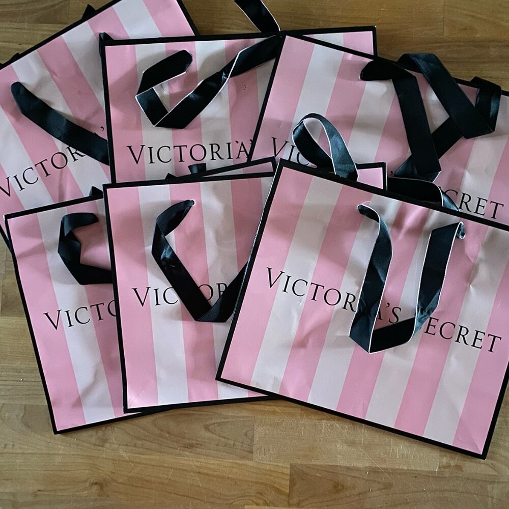 Lot of 6 Victoria’s Secret store / shopping / gift bags 11x8.5 in ribbon handles